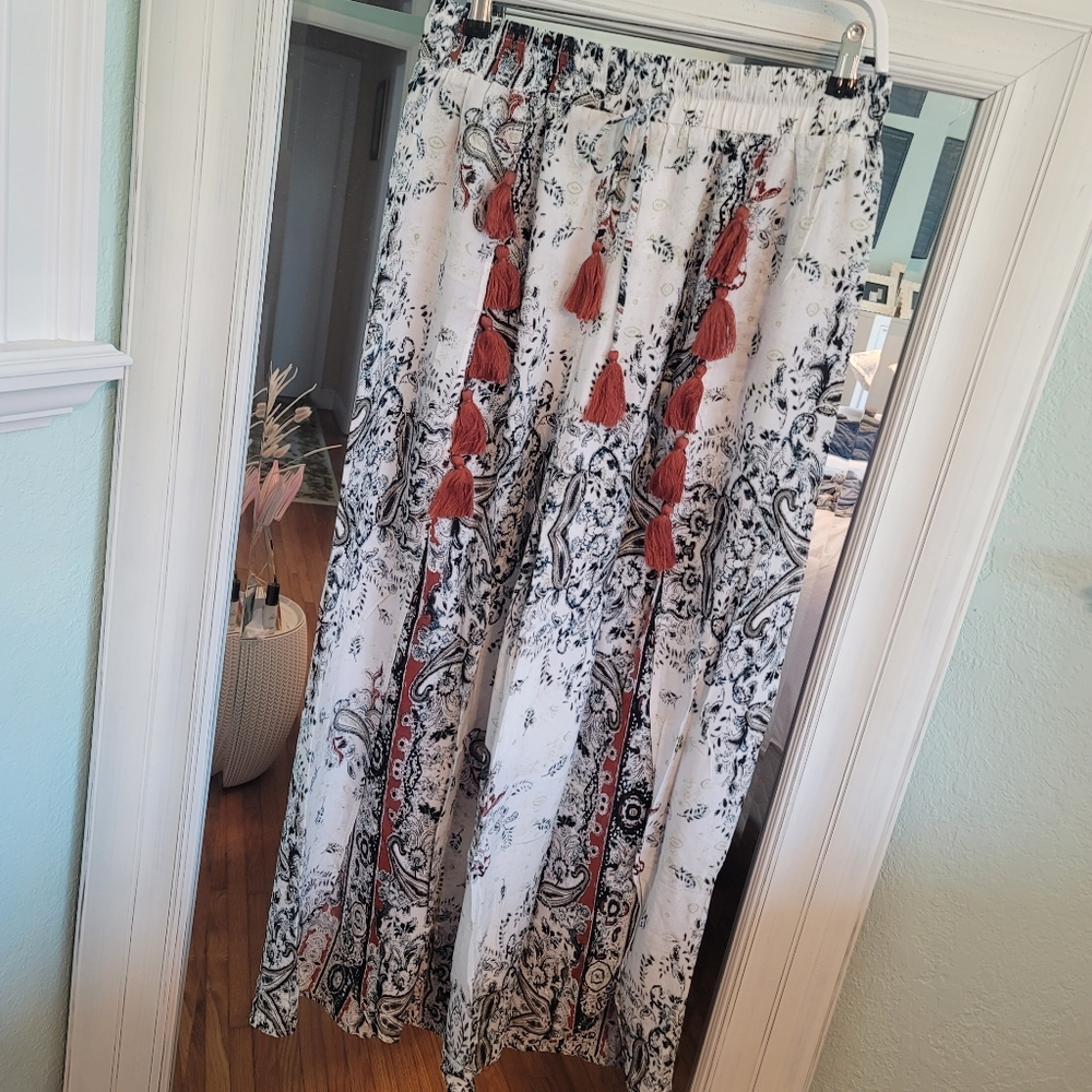NWT Entro women floral wide leg  pants size Large